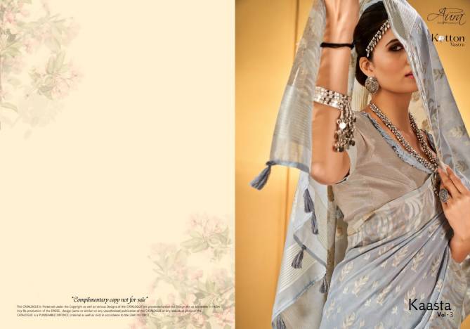 Aura Kaasta 3 Wholesale Cotton Festive Wear Saree Catalog
